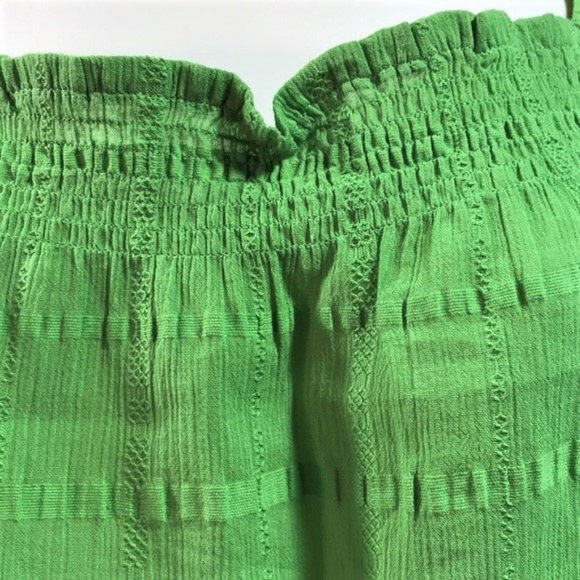 Ann Taylor LOFT Womens Top Blouse Size Small Cap Sleeve Elastic Striped Green - Picture 4 of 6